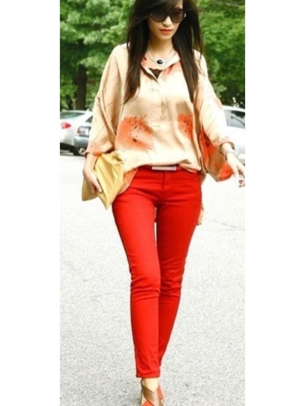 NEW FREE PEOPLE x SR vs SANDRINE ROSE Blood Red Skinny Jeans 24  V-DAY